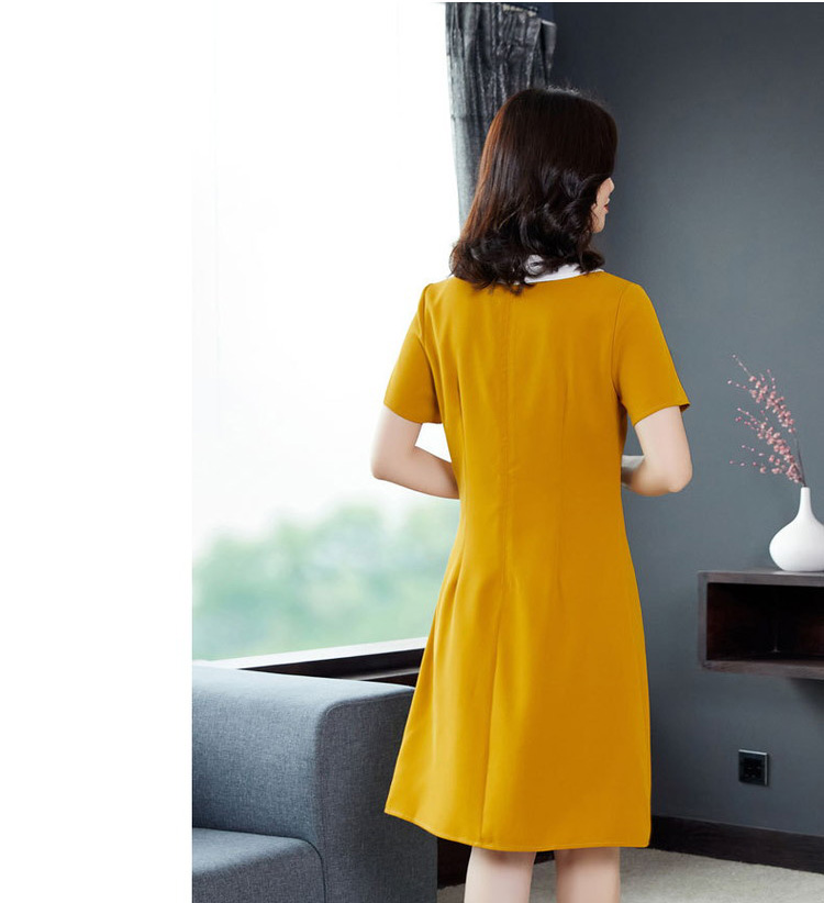 クラシカルな襟付きマスタードカラーワンピース 大きいサイズレディースファッション専門店 ミニョン