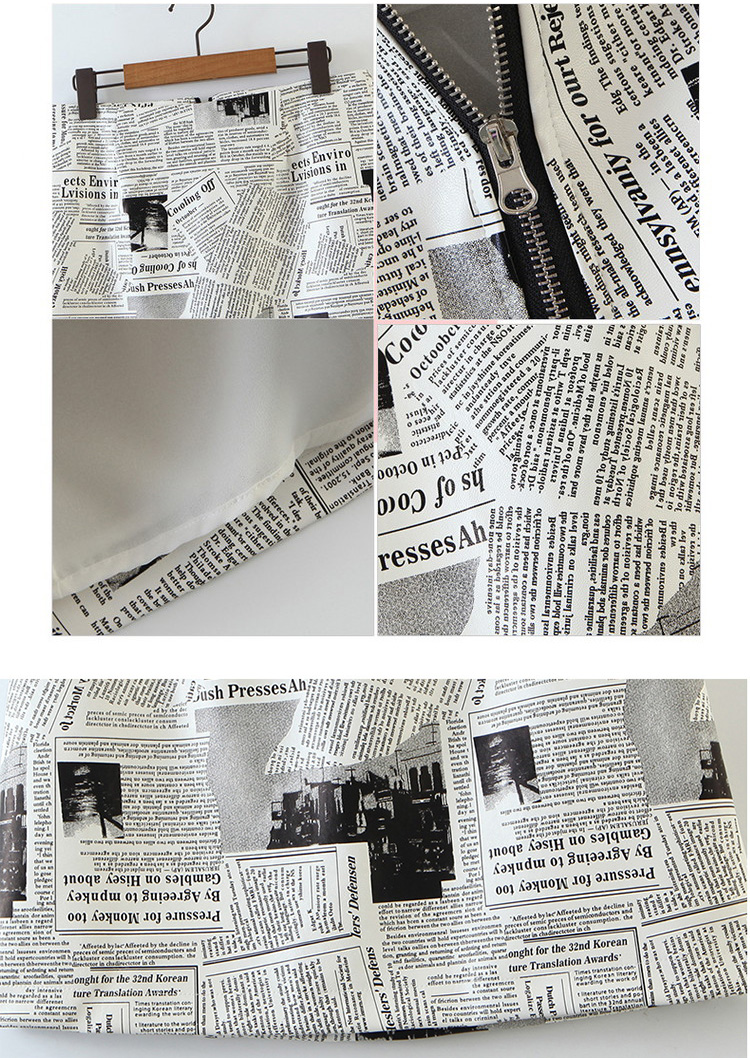 おしゃれな英字新聞柄 様になる台形スカート 大きいサイズレディースファッション専門店 ミニョン