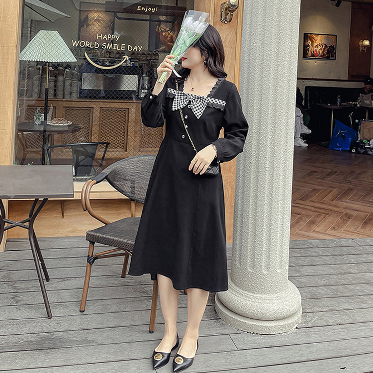 フロントのギンガムチェックリボンがかわいい スクエアネックワンピース 大きいサイズレディースファッション専門店 ミニョン