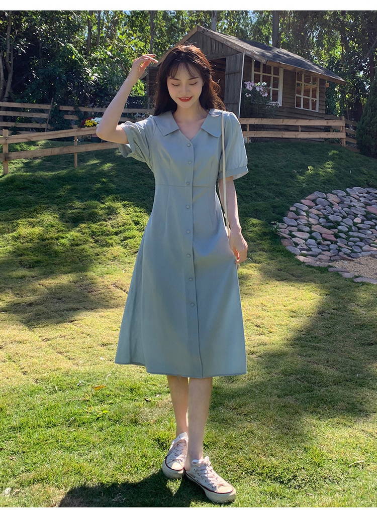 透明感レトロ襟付きワンピース 大きいサイズのレディース専門店 ミニョン