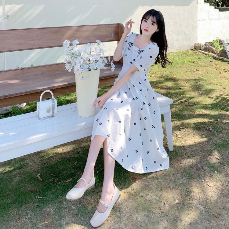 デコルテリボン花柄ミディ丈ワンピース☆ - 大きいサイズのレディース専門店 ミニョン！