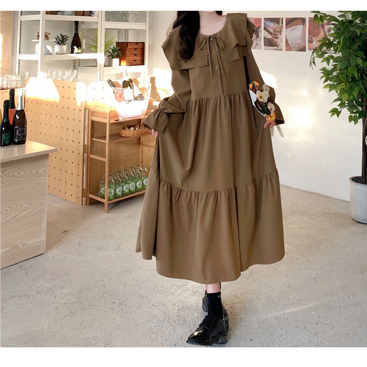 大きめ襟の蝶々リボンティアードワンピース 春夏 秋冬 大きいサイズのレディース専門店 ミニョン 大きめ襟の蝶々リボンティアードワンピース 春夏 秋冬 大きいサイズのレディース専門店 ミニョン