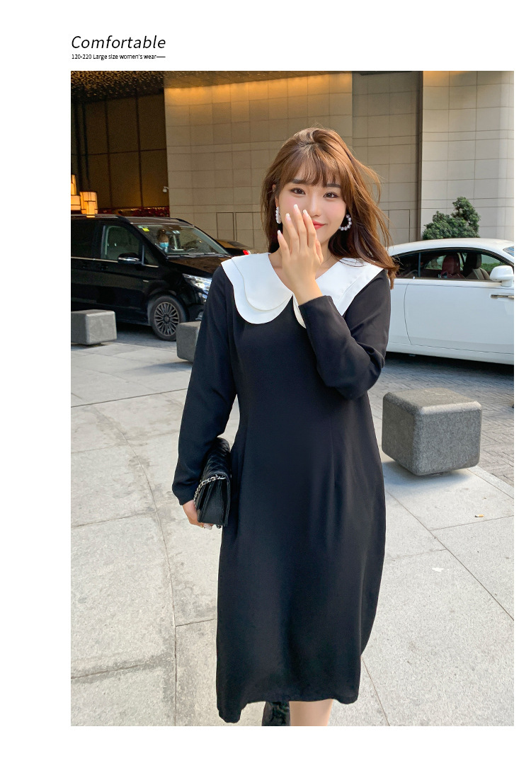 ラウンド襟付きレトロワンピース 大きいサイズのレディース専門店 ミニョン