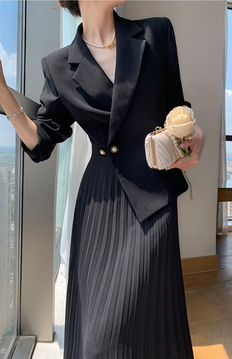 セットアップ風プリーツ切替ロングワンピース 大きいサイズのワンピース専門店 ミニョン