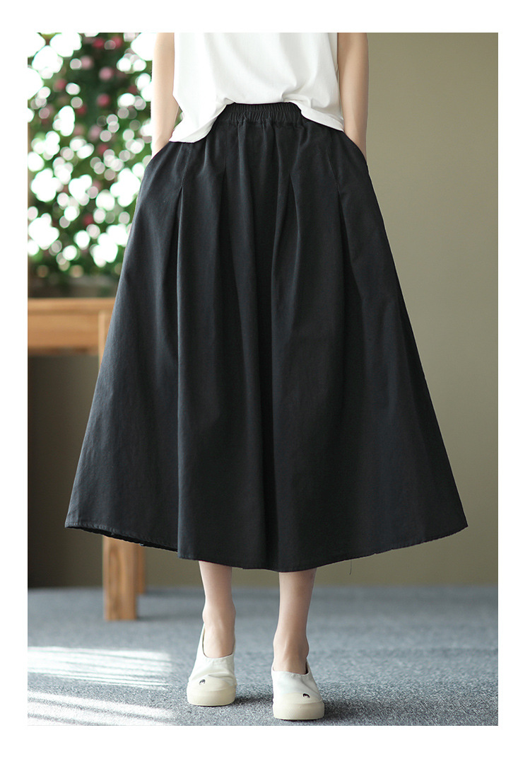 大きいサイズのふんわり女性らしいウエストゴムスカート-正面